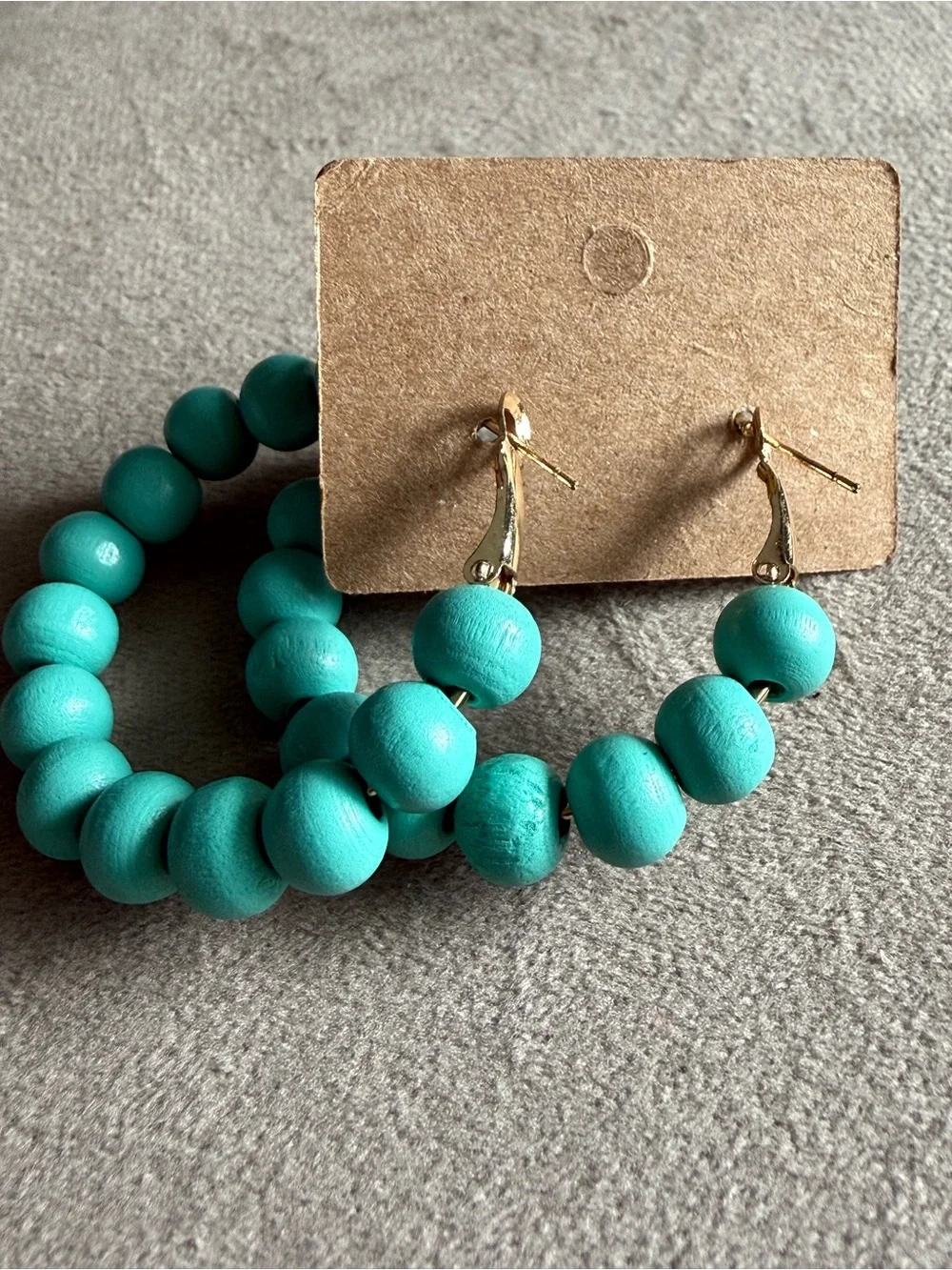 Turquoise Beaded Hoop Earrings - Women Jewelry